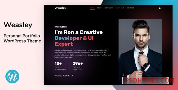 Weasley v1.0 – Personal Portfolio wordpress主题-WordPress Theme-尚睿切图网