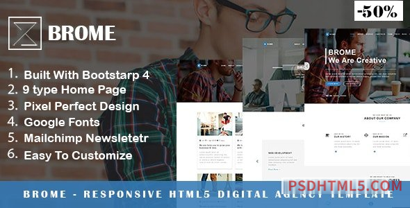 Brome - Responsive Html5 Digital Agency Template-尚睿切图网