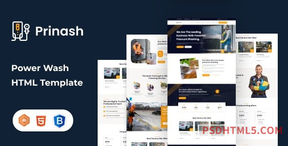 Prinash - Power Wash Cleaning Services HTML Template-尚睿切图网