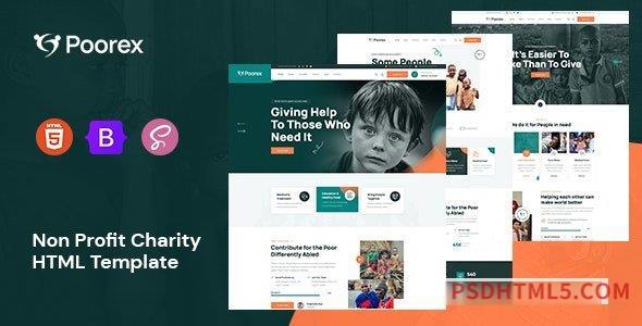 Poorex – Nonprofit Charity HTML Template-尚睿切图网