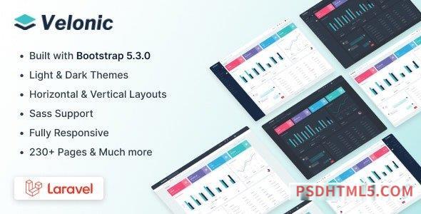 Velonic – Laravel Admin – Dashboard Template-尚睿切图网