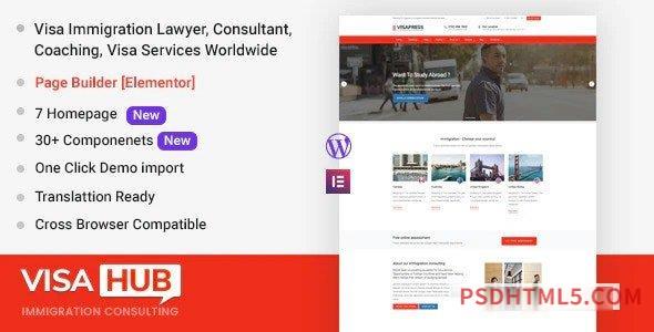 VisaHub v1.2.3 – Immigration Consulting wordpress主题-WordPress Theme-尚睿切图网