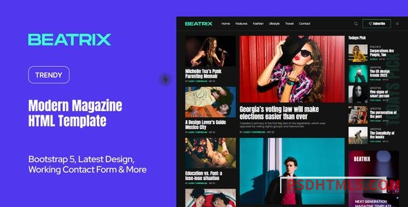 Beatrix - Magazine HTML Theme-尚睿切图网