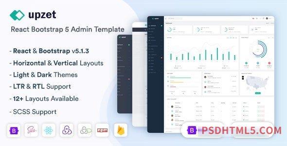 Upzet v1.1.0 – React Admin – Dashboard Template-尚睿切图网