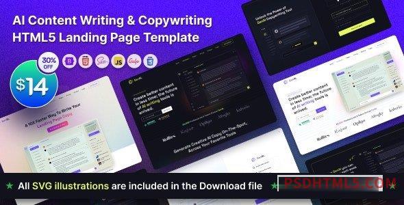 GenAI v1.2 - AI Based Copywriting and Content Writing Landing Page Template-尚睿切图网