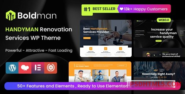 Boldman v6.3 – Handyman Renovation Services wordpress主题-WordPress Theme + RTL-尚睿切图网