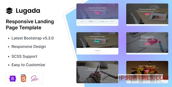 Lugada v2.0.0 - Responsive Landing Page Template-尚睿切图网