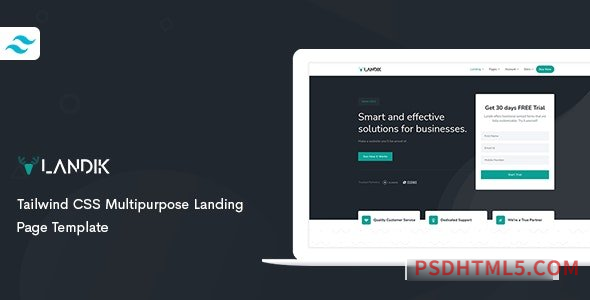 Landik – Tailwind CSS Multipurpose Landing Page Template-尚睿切图网