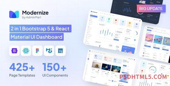 Modernize v3.0 – Bootstrap 5 – React MUI Admin Dashboard-尚睿切图网