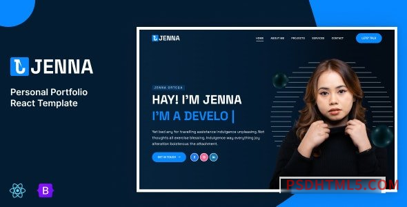 Jenna – Personal Portfolio ReactJs Template-尚睿切图网