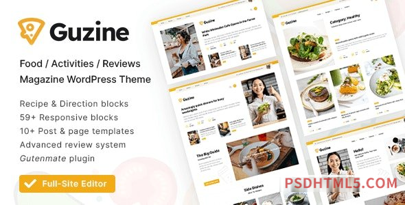 Guzine v1.2.1 - Adsense Ready Magazine wordpress主题-WordPress Theme for Food Blogging-尚睿切图网