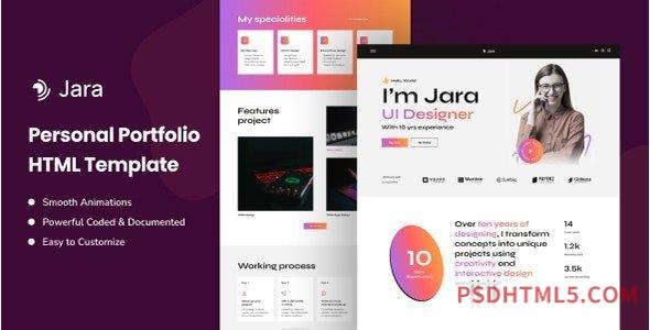 Jara – Personal Portfolio HTML Template-尚睿切图网