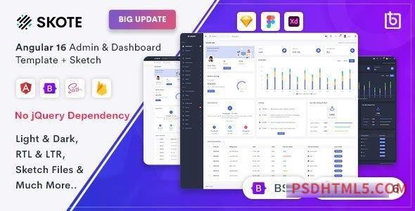 Skote v4.3.0 - Angular 16 Admin - Dashboard Template + Sketch-尚睿切图网