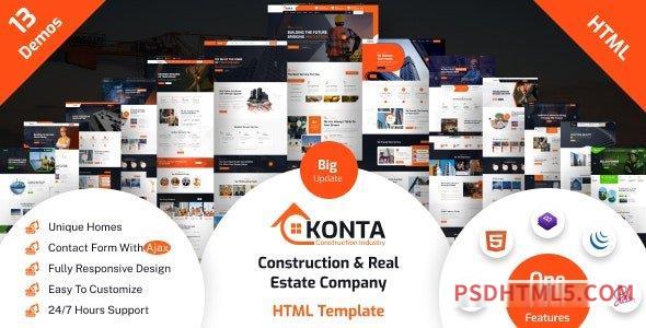 Konta – Construction – Real Estate Company HTML Template-尚睿切图网