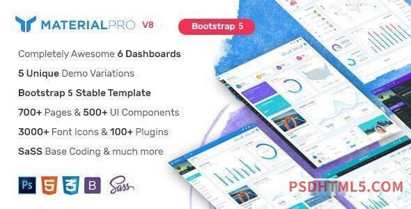 MaterialPro v8.1 – Material Design Bootstrap 5 Admin Template-尚睿切图网