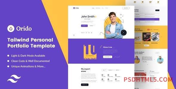 Orido – Tailwind CSS Personal Portfolio Template-尚睿切图网