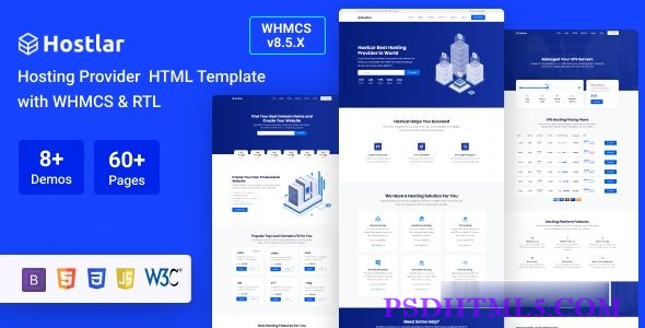 Hostlar v10.5.0 – 具有WHMCS和RTL功能的域名托管商HTML模板-尚睿切图网