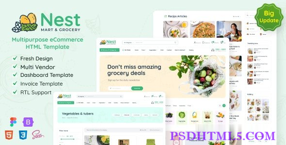 Nest v5.7 - 多用途电子商务HTML模板-尚睿切图网