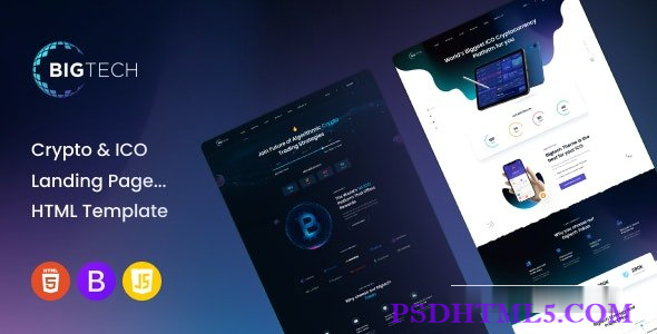 Bigtech – ICO & Crypto Landing Page Template-尚睿切图网