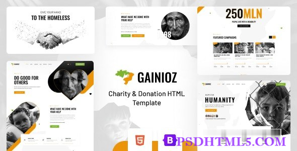 Gainioz v1.3 – 慈善与amp; 捐赠HTML模板-尚睿切图网