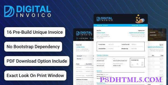 Digital Invoico – 可直接打印发票的HTML模板-尚睿切图网