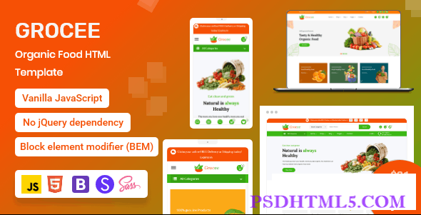 Grocee v1.4.0 – 有机食品电子商务HTML模板-尚睿切图网