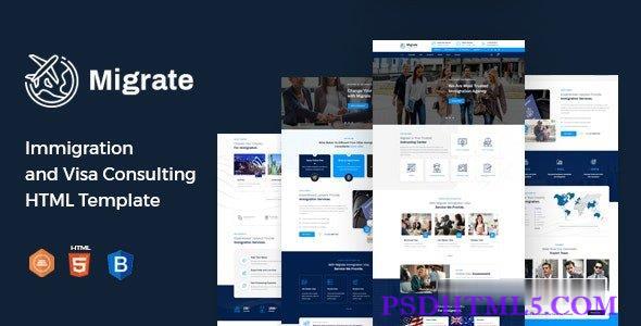 Migrate - 移民与签证咨询HTML模板-尚睿切图网