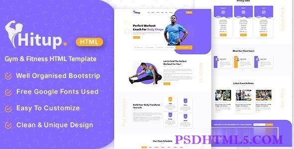 Hitup v1.0 – 健身房HTML模板-尚睿切图网