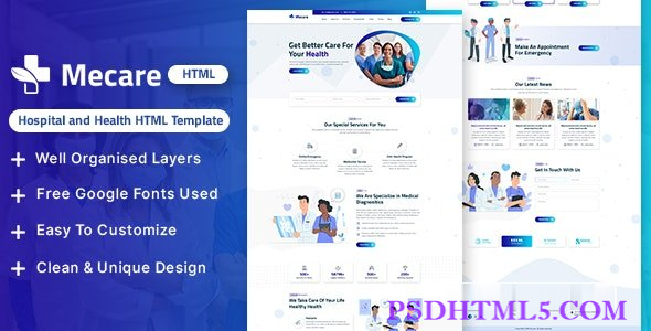 Mecare – 医院与健康类HTML模板-尚睿切图网