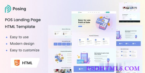 Posing - 销售点着陆页HTML模板-尚睿切图网
