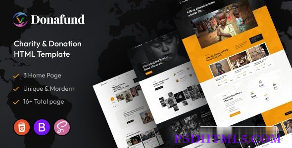 Donafund – Fundraising & Charity HTML Template-尚睿切图网