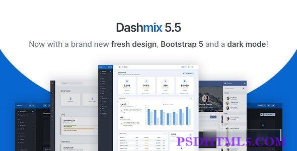 Dashmix v5.5 – Bootstrap 5 管理仪表盘模板&；Laravel 9 入门套件-尚睿切图网