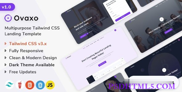 Ovaxo – Tailwind CSS多用途登陆模板-尚睿切图网