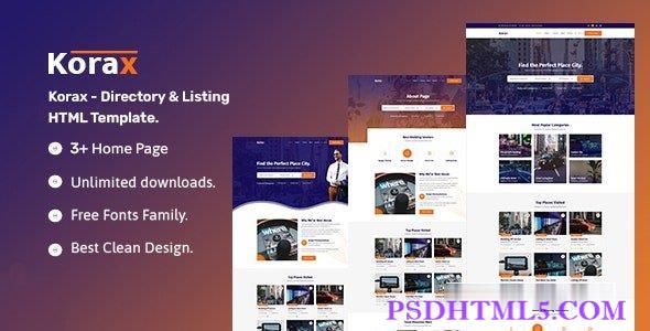 Korax – Directory &ampamp; Listing HTML5模板-尚睿切图网