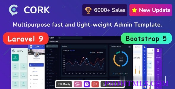 Cork v3.8.0 – Bootstrap 5 Admin & Laravel 9仪表盘模板-尚睿切图网