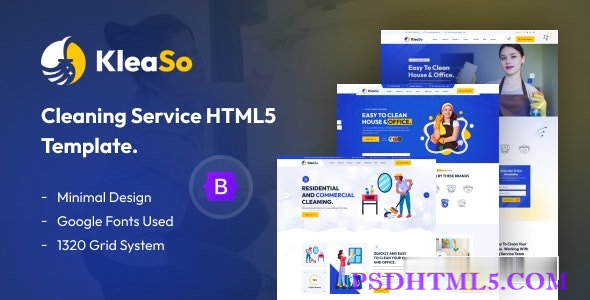 Kleaso – 清洁服务 HTML5 模板-尚睿切图网