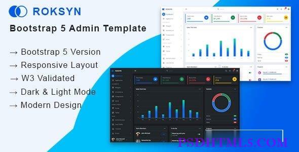 Roksyn – Bootstrap 5管理模板-尚睿切图网