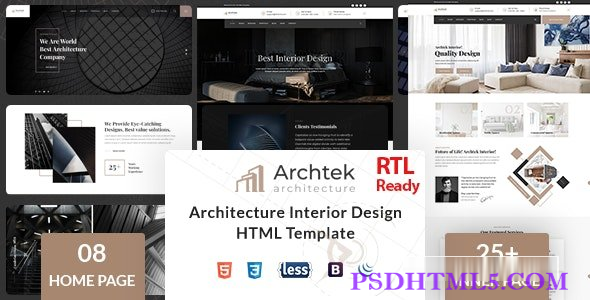 Archtek – 建筑室内设计HTML模板-尚睿切图网