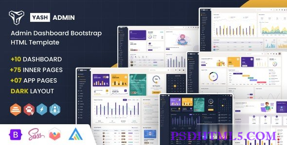 Yash v1.0 – 管理仪表盘 Bootstrap HTML 模板-尚睿切图网