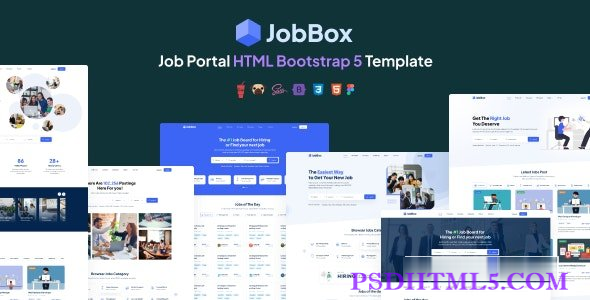 JobBox v4.1 - Job Portal + Admin HTML Bootstrap 5模板-尚睿切图网