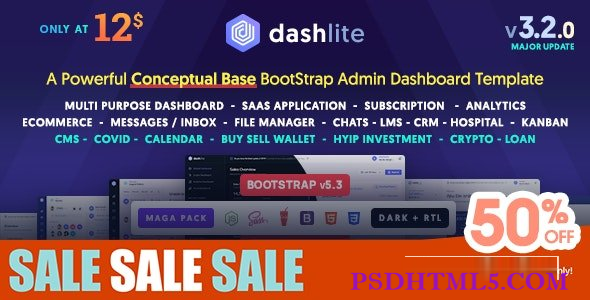 DashLite v3.2.0 – Bootstrap响应式管理仪表盘模板-尚睿切图网