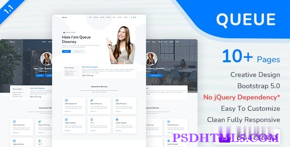 Queue v1.1 – 个人作品集、简历模板-尚睿切图网