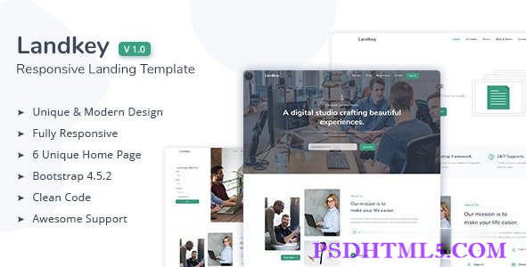 Landkey – 响应式创意着陆页模板-尚睿切图网