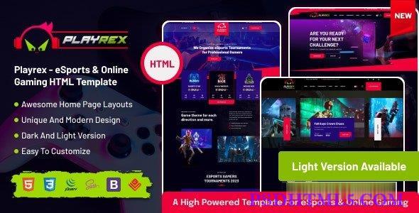 Playrex – 电子竞技& 游戏部落新闻 HTML模板-尚睿切图网