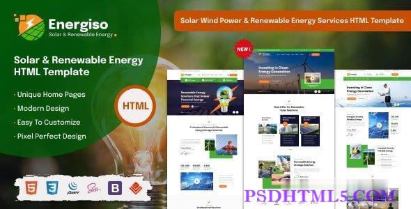 Energiso - 太阳能技术与amp; 可再生能源 HTML模板-尚睿切图网