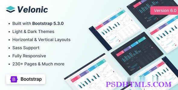 Velonic v6.0 – 管理&；仪表盘模板-尚睿切图网