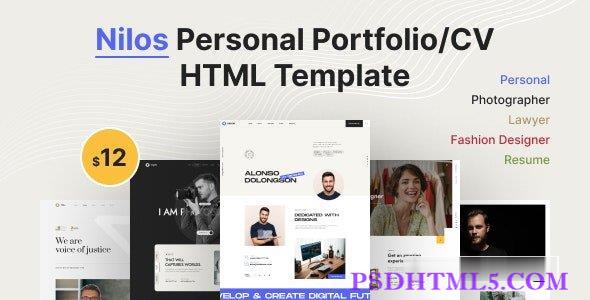Nilos – 个人作品集/简历HTML模板-尚睿切图网