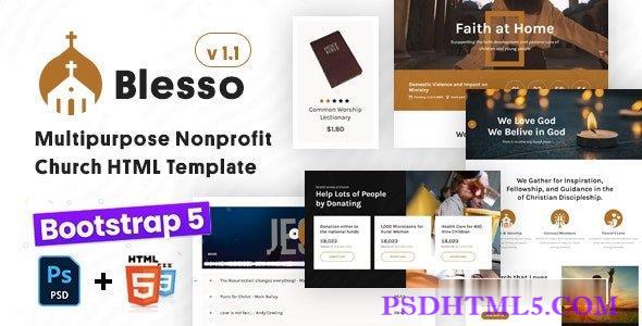 Blesso v1.1 – 多用途非营利教会HTML模板-尚睿切图网