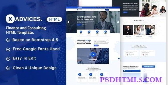 Xadvices – 金融与咨询 HTML 模板-尚睿切图网