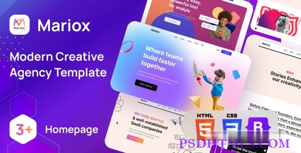 Mariox – 现代创意机构HTML5模板-尚睿切图网